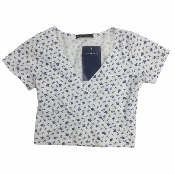 Brandy Melville Tops - Brandy Melville White Amara Floral Crop Top Sz 40